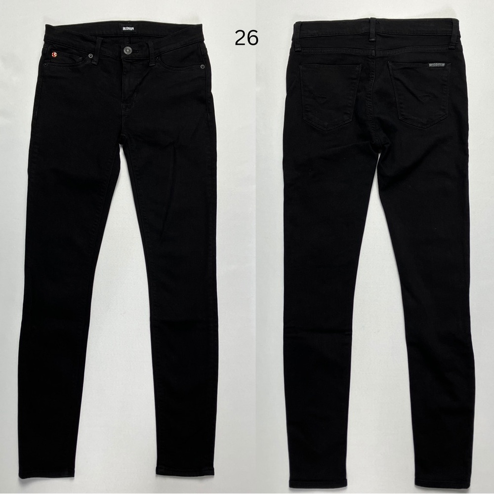 Hudson Jeans Nico Midrise Super Skinny Black Denim Size 24 25 26 - Picture 2 of 11